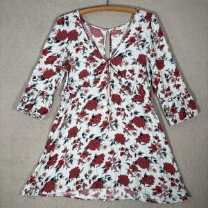 American Eagle Women's‎ Size L Baby Doll Mini Dress Powder Blue Ditsy Coquette